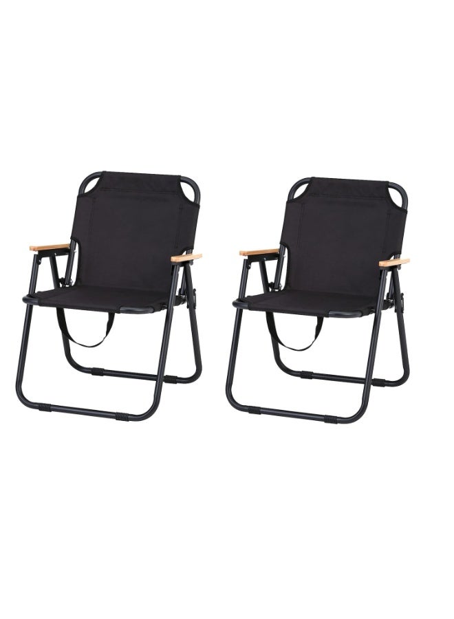 HXDream Folding Camping Chair,2 Pack Outdoor Folding Chair,Portable Lightweight Beach Chair,Suitable for outdoor camping, traveling, picnics(Black) - Image 1